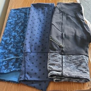 LULULEMON BUNDLE SIZE 4 Set of Three Stylish Leggings - Blue and Black